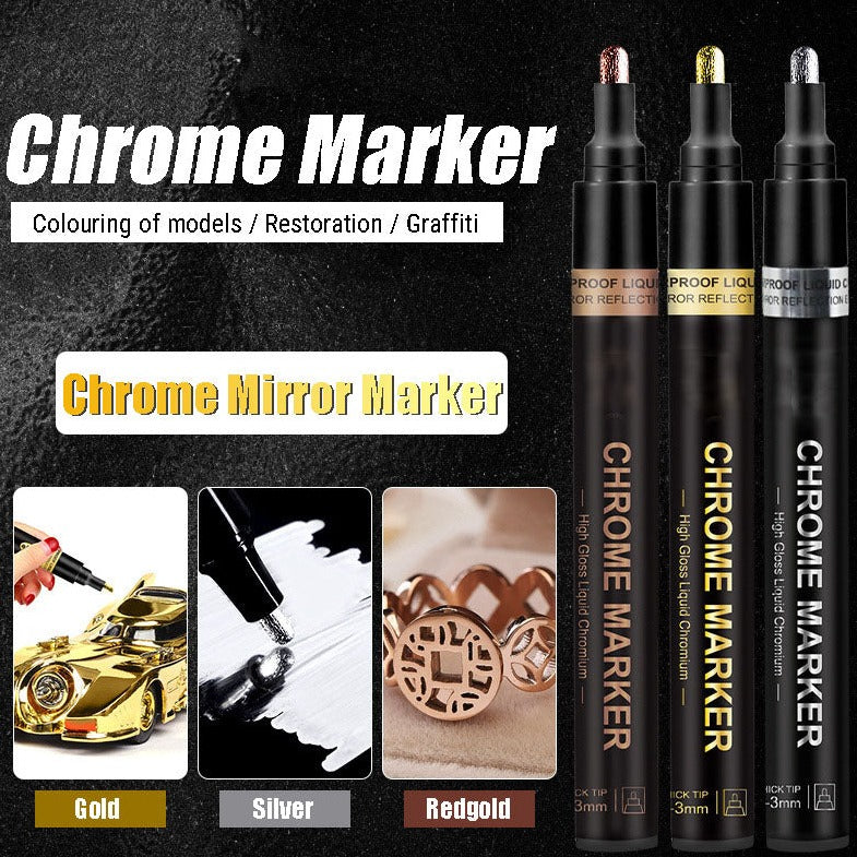 Let's Resin Liquid Mirror Chrome Markers, Reflective Gloss Metallic Markers, Resin Supplies for Coloring, Stroke, Painting, DIY Craft